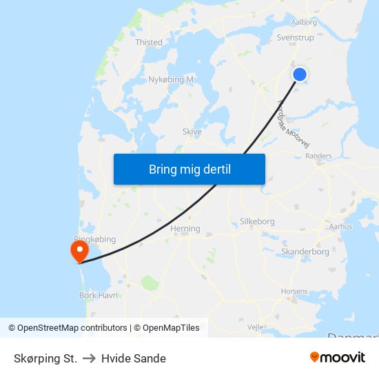 Skørping St. to Hvide Sande map