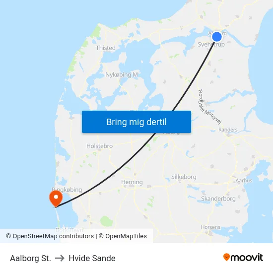 Aalborg St. to Hvide Sande map