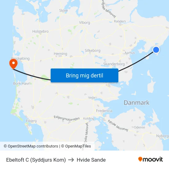 Ebeltoft C (Syddjurs Kom) to Hvide Sande map