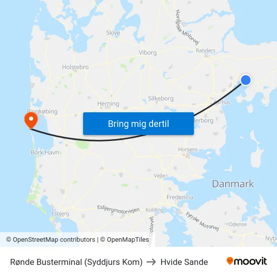 Rønde Busterminal (Syddjurs Kom) to Hvide Sande map