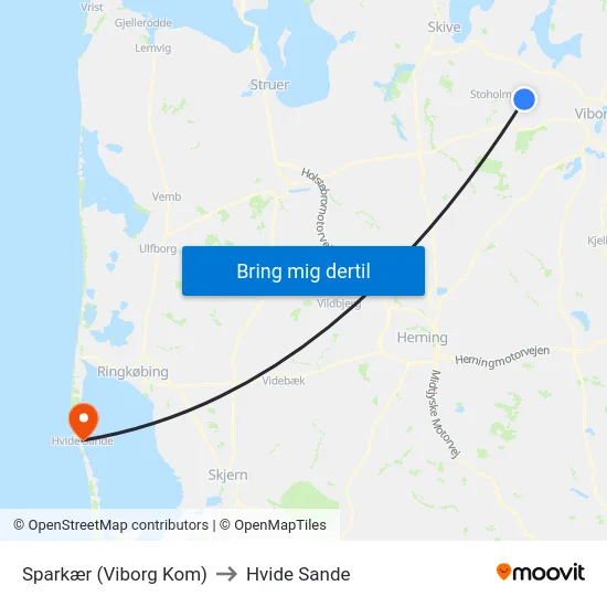 Sparkær (Viborg Kom) to Hvide Sande map