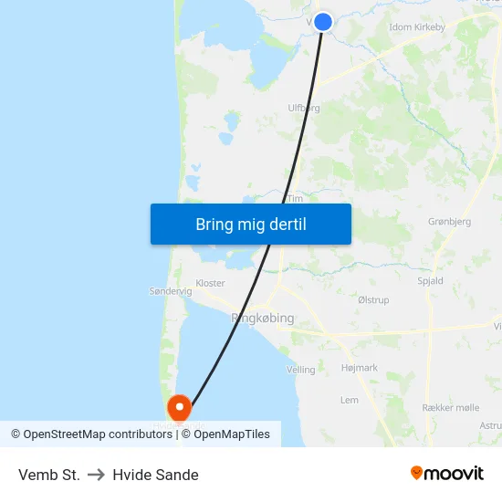 Vemb St. to Hvide Sande map