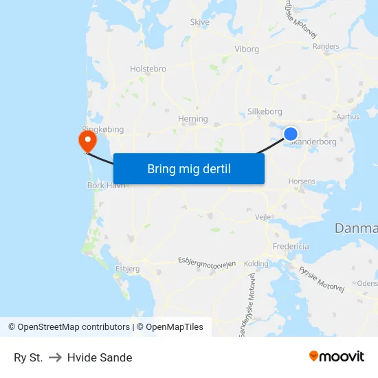 Ry St. to Hvide Sande map