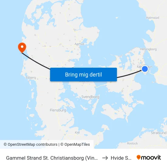 Gammel Strand St. Christiansborg (Vindebrogade) to Hvide Sande map
