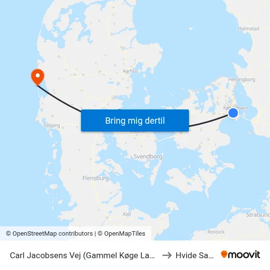 Carl Jacobsens Vej (Gammel Køge Landevej) to Hvide Sande map