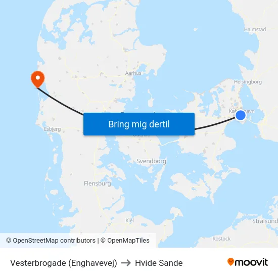 Vesterbrogade (Enghavevej) to Hvide Sande map