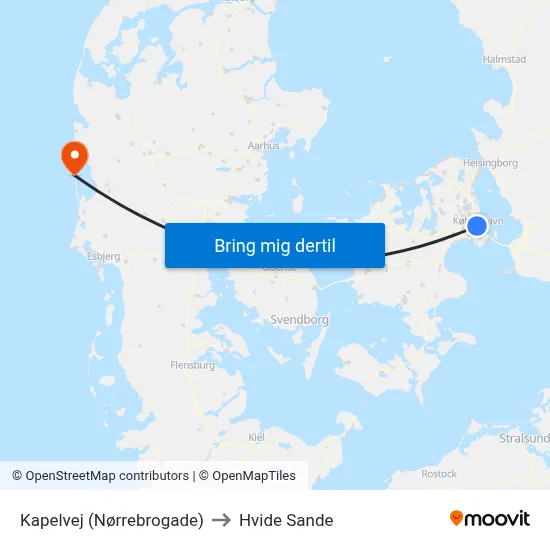 Kapelvej (Nørrebrogade) to Hvide Sande map