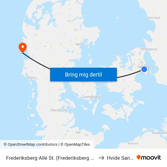 Frederiksberg Allé St. (Frederiksberg Allé) to Hvide Sande map