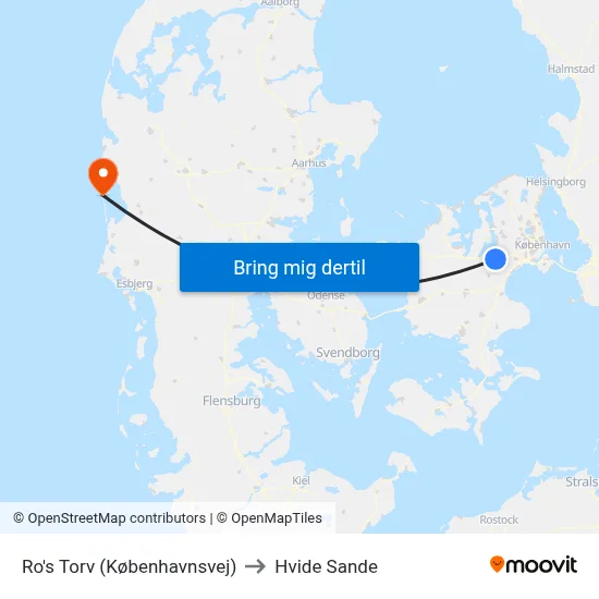 Ro's Torv (Københavnsvej) to Hvide Sande map