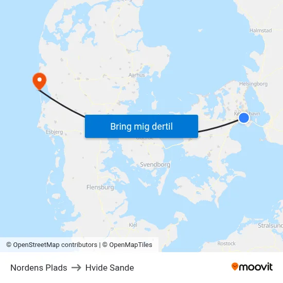Nordens Plads to Hvide Sande map
