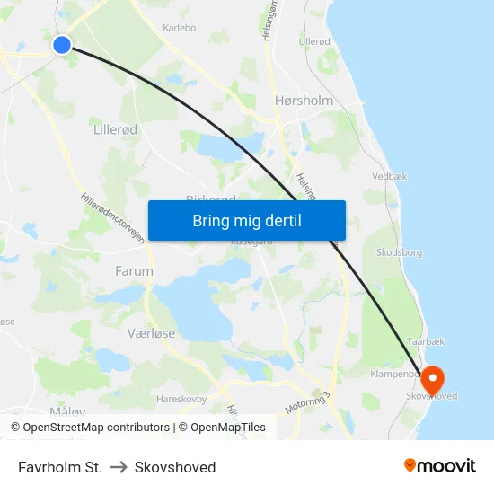Favrholm St. to Skovshoved map