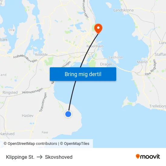 Klippinge St. to Skovshoved map
