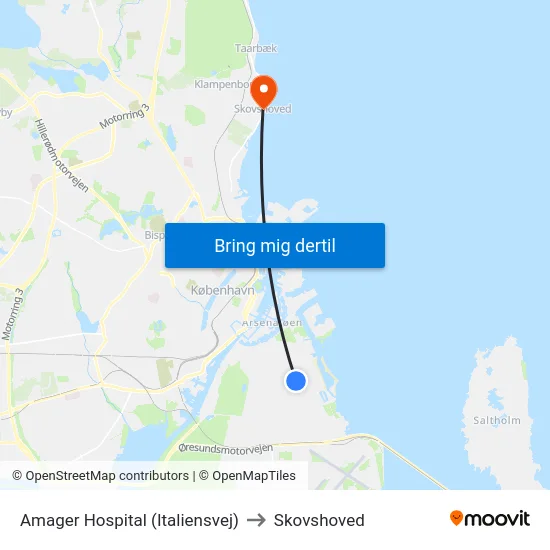 Amager Hospital (Italiensvej) to Skovshoved map
