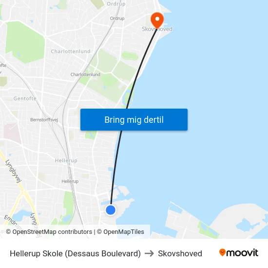 Hellerup Skole (Dessaus Boulevard) to Skovshoved map
