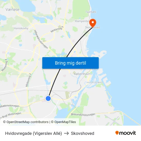 Hvidovregade (Vigerslev Allé) to Skovshoved map