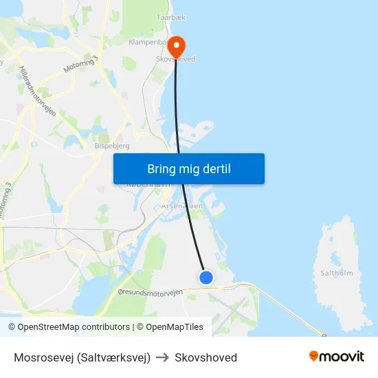 Mosrosevej (Saltværksvej) to Skovshoved map
