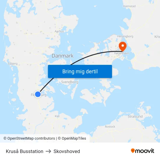 Kruså Busstation to Skovshoved map