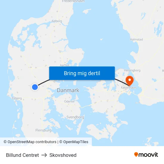 Billund Centret to Skovshoved map