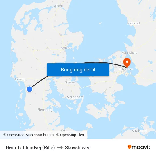 Høm Toftlundvej (Ribe) to Skovshoved map