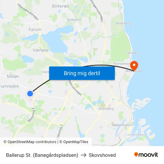 Ballerup St. (Banegårdspladsen) to Skovshoved map