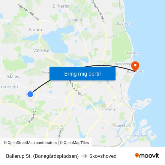 Ballerup St. (Banegårdspladsen) to Skovshoved map
