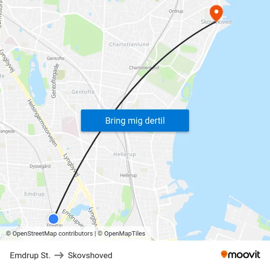 Emdrup St. to Skovshoved map