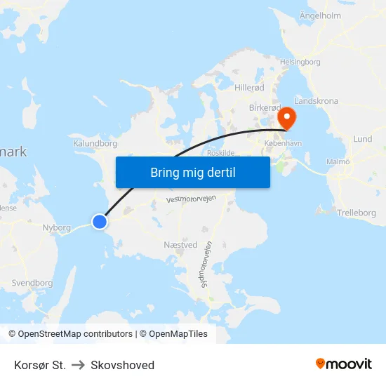 Korsør St. to Skovshoved map