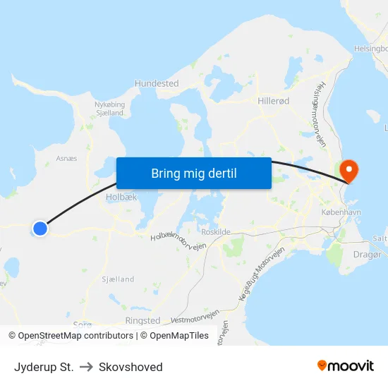 Jyderup St. to Skovshoved map