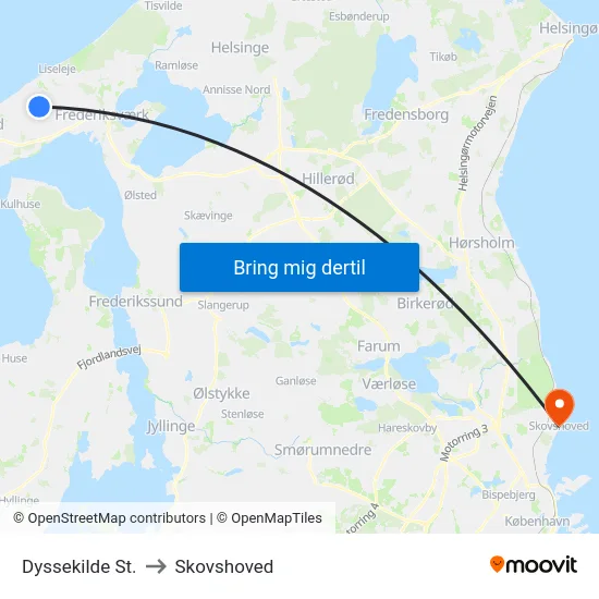 Dyssekilde St. to Skovshoved map