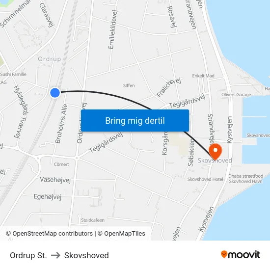 Ordrup St. to Skovshoved map