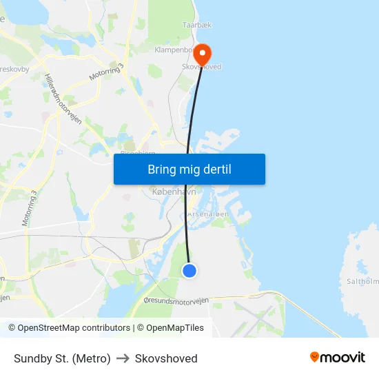 Sundby St. (Metro) to Skovshoved map