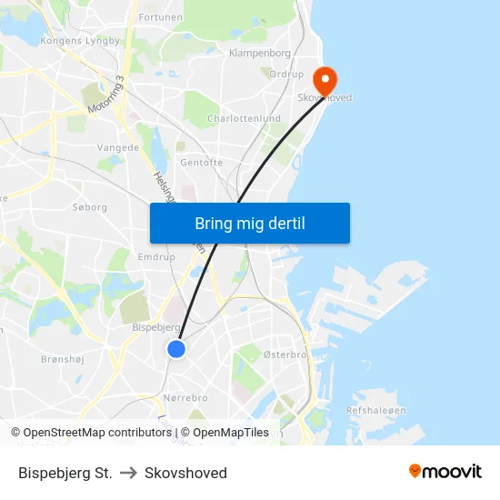 Bispebjerg St. to Skovshoved map