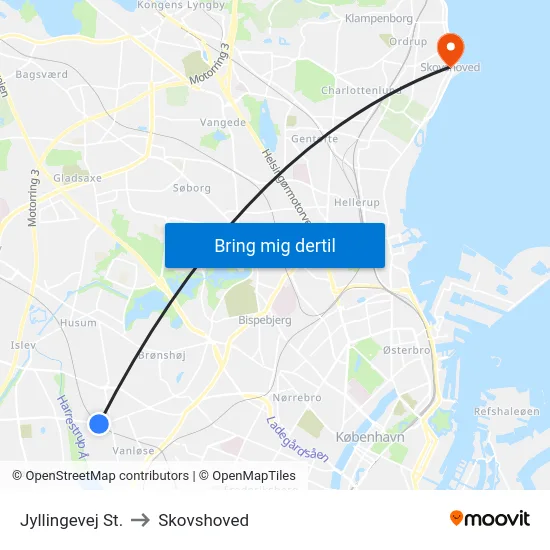 Jyllingevej St. to Skovshoved map