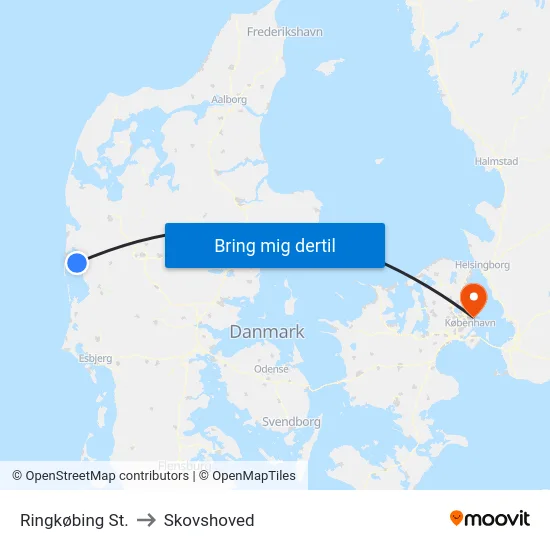 Ringkøbing St. to Skovshoved map