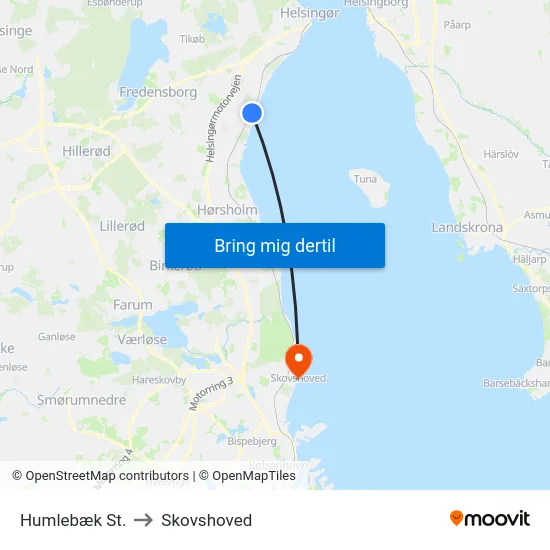 Humlebæk St. to Skovshoved map