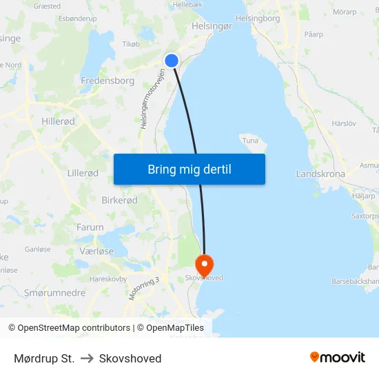 Mørdrup St. to Skovshoved map
