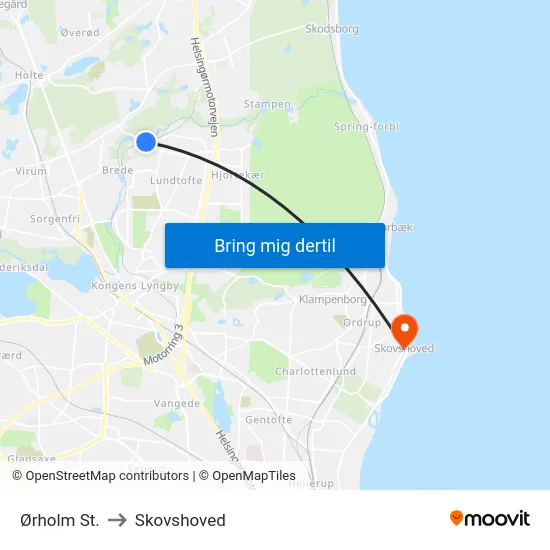 Ørholm St. to Skovshoved map