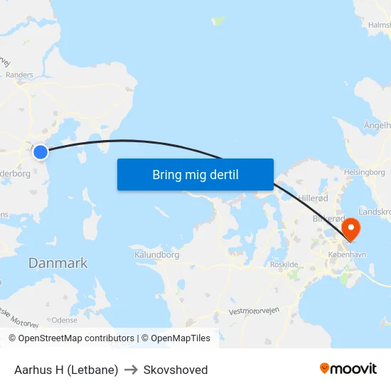 Aarhus H (Letbane) to Skovshoved map