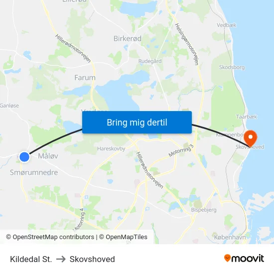 Kildedal St. to Skovshoved map