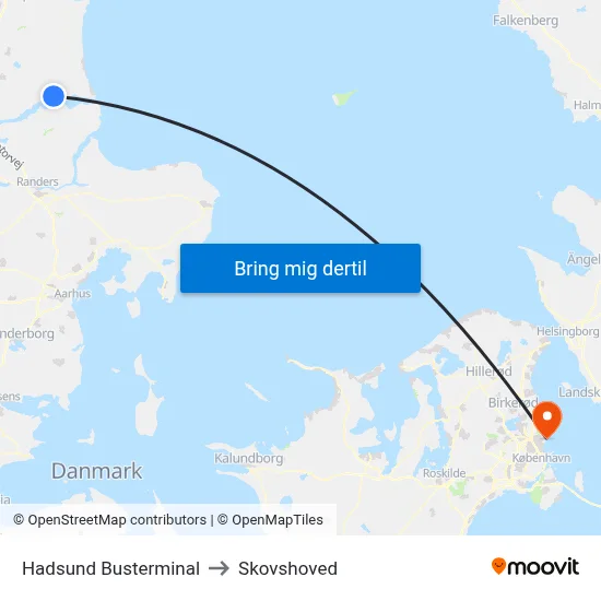 Hadsund Busterminal to Skovshoved map