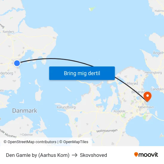 Den Gamle by (Aarhus Kom) to Skovshoved map