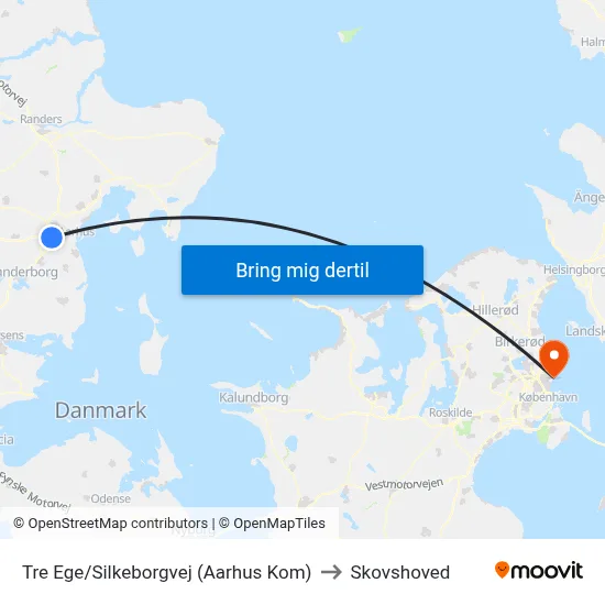Tre Ege/Silkeborgvej (Aarhus Kom) to Skovshoved map