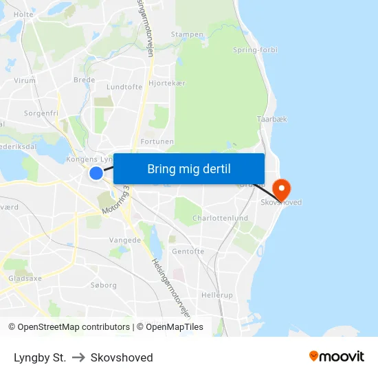 Lyngby St. to Skovshoved map