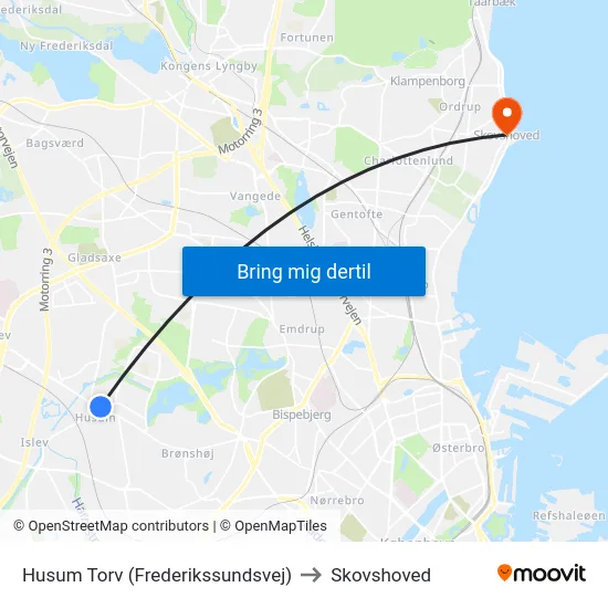 Husum Torv (Frederikssundsvej) to Skovshoved map