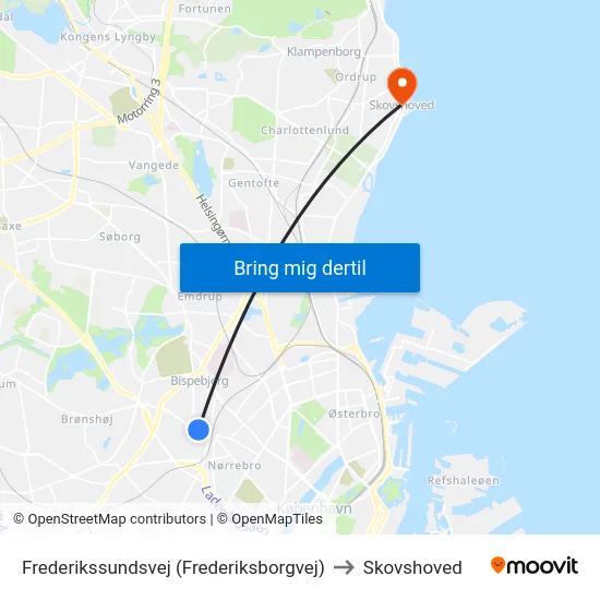 Frederikssundsvej (Frederiksborgvej) to Skovshoved map
