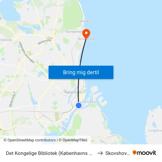 Det Kongelige Bibliotek (Københavns Havn) to Skovshoved map