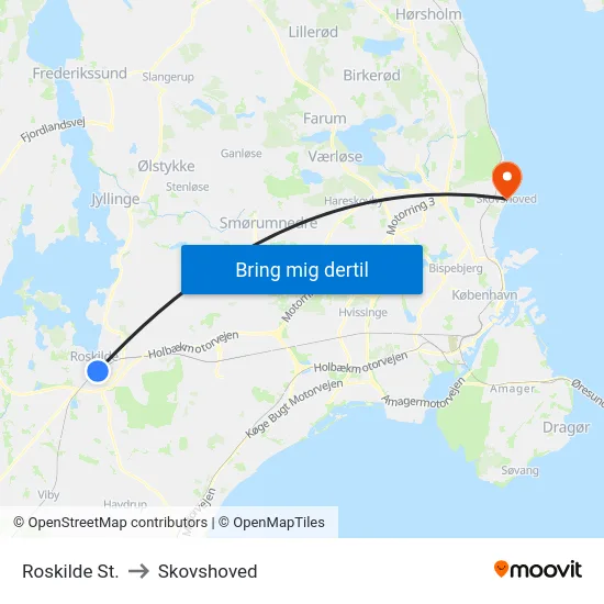 Roskilde St. to Skovshoved map