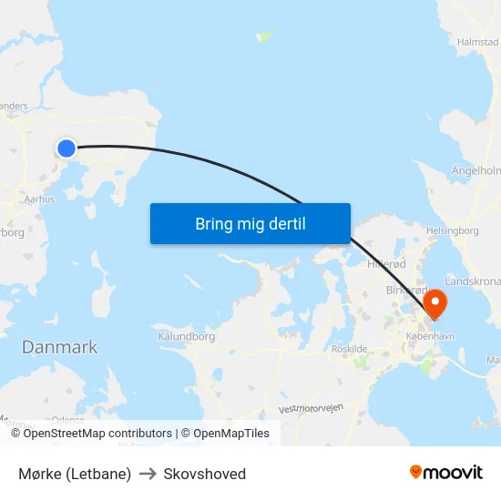 Mørke (Letbane) to Skovshoved map