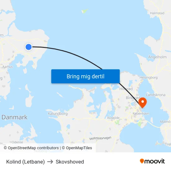 Kolind (Letbane) to Skovshoved map