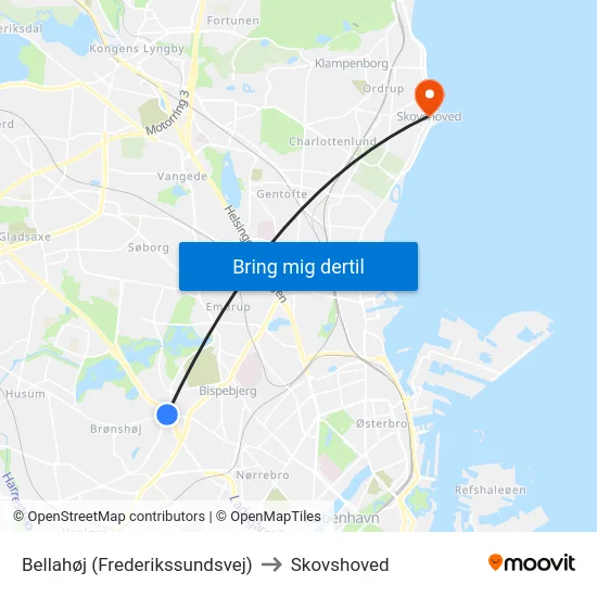 Bellahøj (Frederikssundsvej) to Skovshoved map